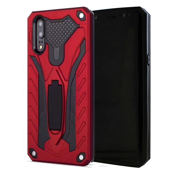 red-26.jpg Rugged Defender Case with Kickstand for Huawei P30 Pro - Red – Image 1