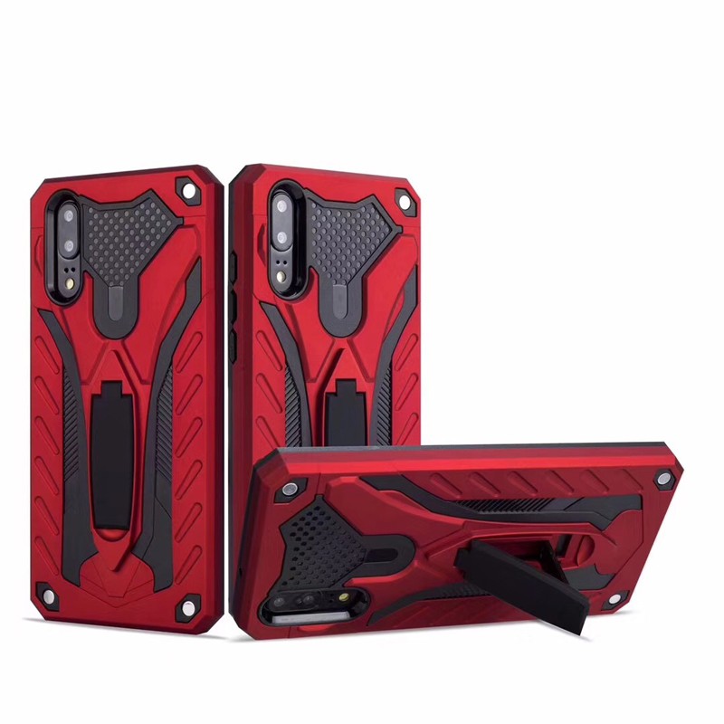 red-27.jpg Rugged Defender Case with Kickstand for Huawei P20 Lite - Red – Image 1