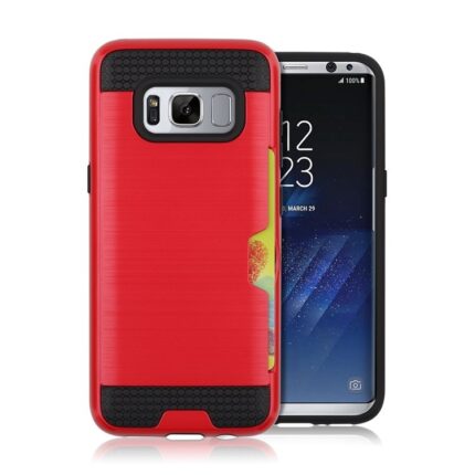 Hybrid Card Slot Anti Shock Case for Samsung Galaxy S8 Plus - Red