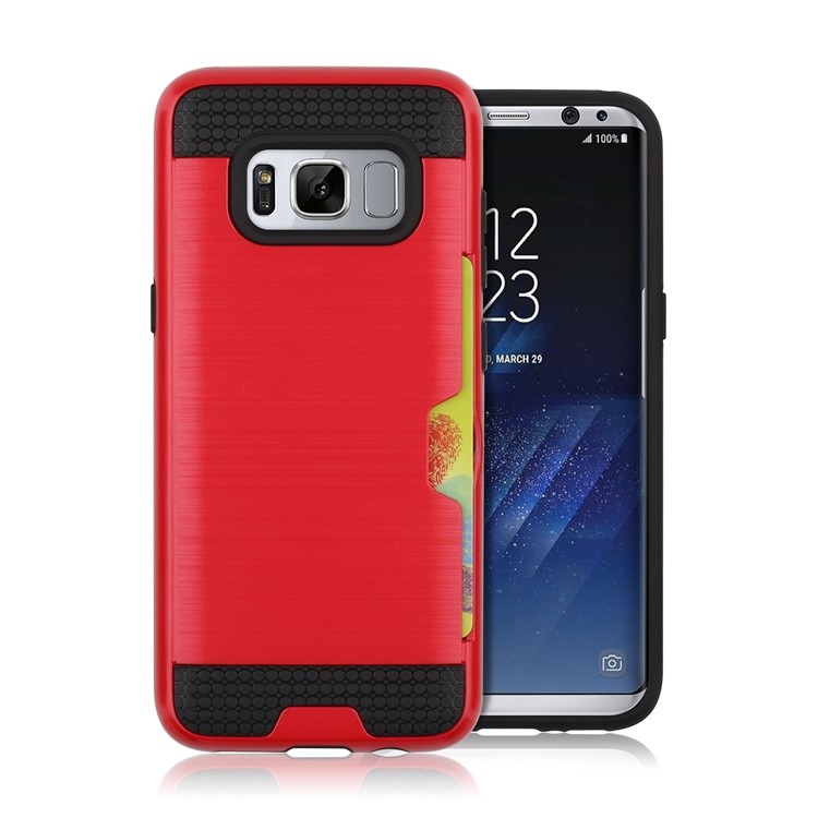red-50.jpg Hybrid Card Slot Anti Shock Case for Samsung Galaxy S8 Plus - Red – Image 1