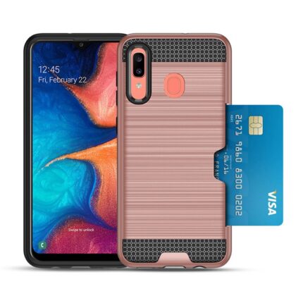 Hybrid Card Slot Anti Shock Case for Samsung Galaxy A20/A30 - Rose Golden