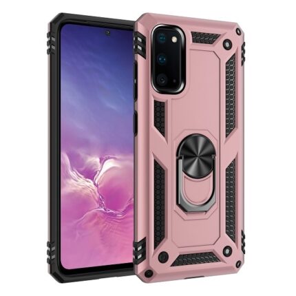 Armor Hybrid Military Case with Ring Kickstand for Samsung Galaxy A03S (CA Model) - Rose Golden