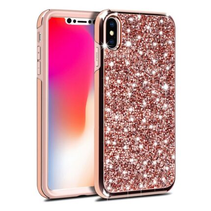 Hybrid Premium Diamond Bling Shockproof Phone Case for Apple iPhone XS Max - Rose Golden