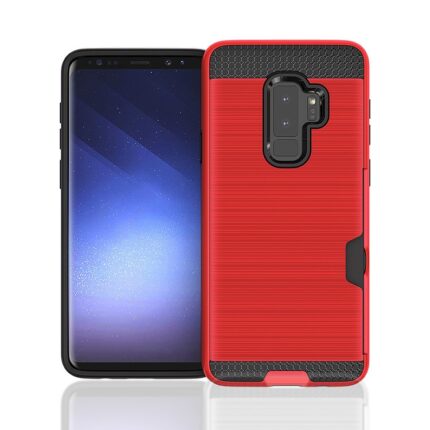 Hybrid Card Slot Anti Shock Case for Samsung Galaxy S9 - Red
