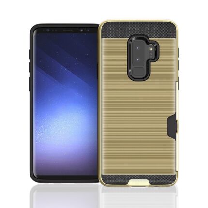 Hybrid Card Slot Anti Shock Case for Samsung Galaxy S9 - Golden