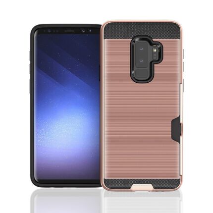 Hybrid Card Slot Anti Shock Case for Samsung Galaxy S9 - Rose Golden