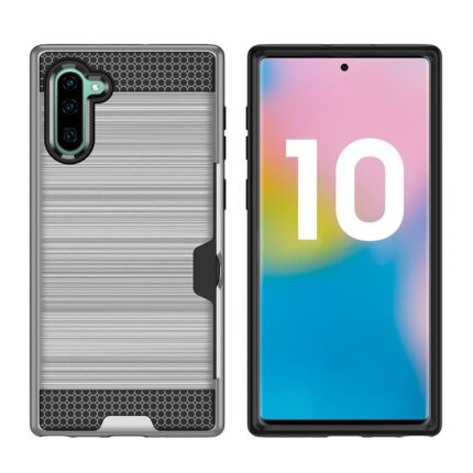 Hybrid Card Slot Anti Shock Case for Samsung Galaxy Note 10 - Silver