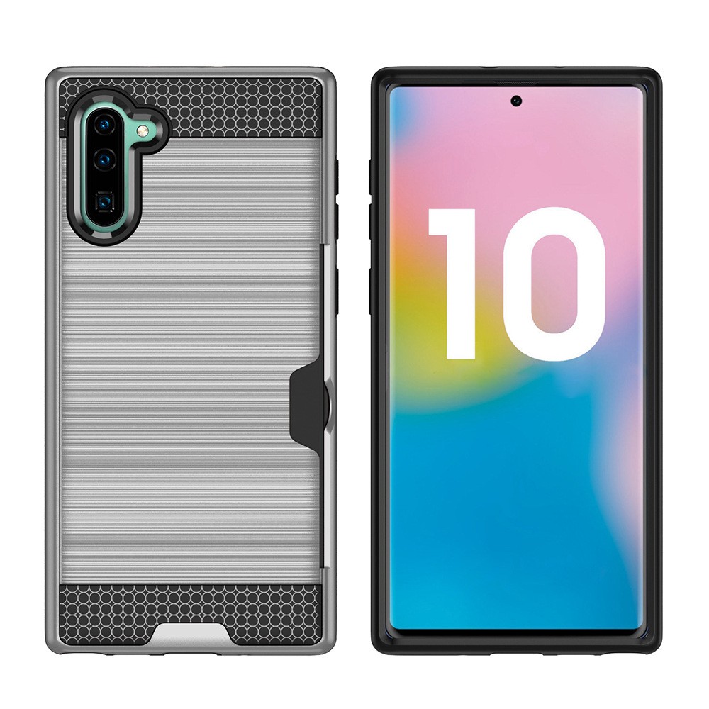 silver-1-1.jpg Hybrid Card Slot Anti Shock Case for Samsung Galaxy Note 10 - Silver – Image 1