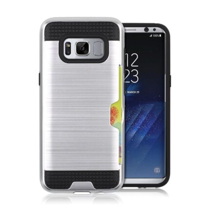 Hybrid Card Slot Anti Shock Case for Samsung Galaxy S8 Plus - Silver