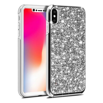 Hybrid Premium Diamond Bling Shockproof Phone Case for Apple iPhone XS Max - Silver