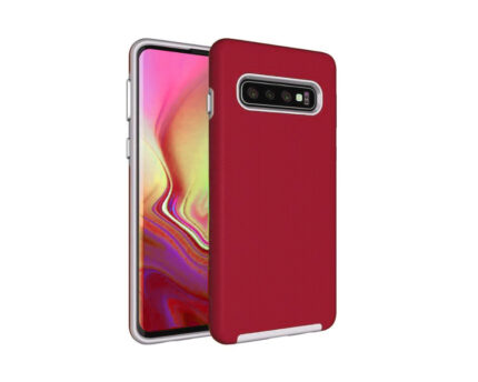 Triangle Shockproof Case with Anti Slip Grains for Samsung Galaxy S10 - Red