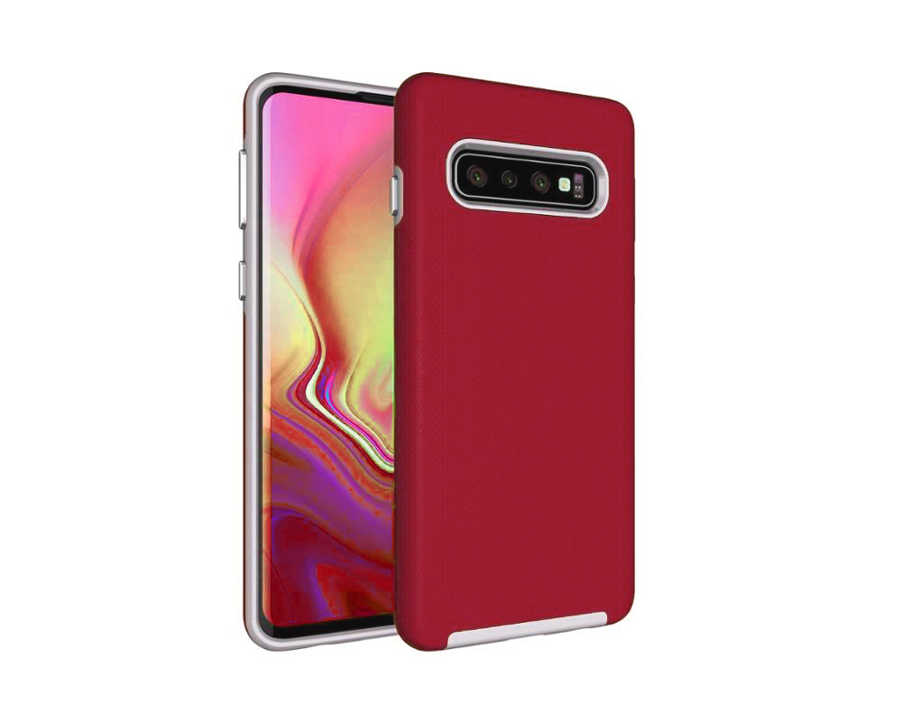 triangle-s10-red.jpg Triangle Shockproof Case with Anti Slip Grains for Samsung Galaxy S10 - Red – Image 1