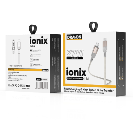 27W USB-C to Lightning Cable (DRAVON ionix) (1M) - Grey