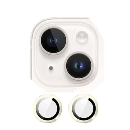 Metal Glass Lens Protection Compatible for iPhone 15 / 15 Plus - Yellow