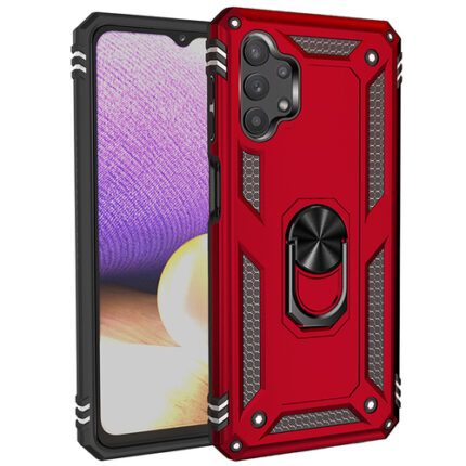 Armor Hybrid Military Case with Ring Kickstand for Samsung Galaxy A13 5G / A04S - Red
