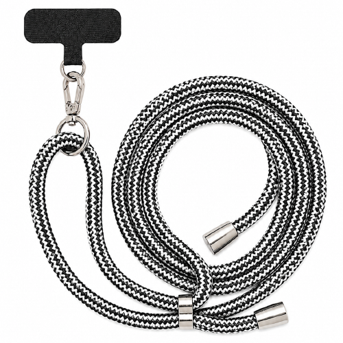 Braided Strap Lanyard - Black & White Braided Strap Lanyard - Black & White – Image 1