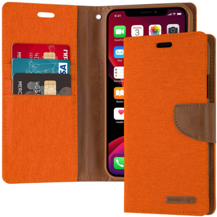 Goospery Canvas Diary Wallet Case for LG G7 - Orange