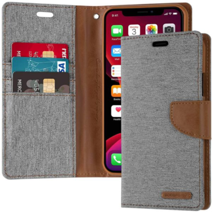 Goospery Canvas Diary Wallet Case for Apple iPhone XR - Grey