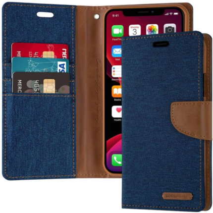 Goospery Canvas Diary Wallet Case for Samsung Galaxy S8 Plus - Blue