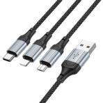 Hoco 3 in 1 Cable (USB to Lightning, USB-C, Micro-USB) X102 - Black