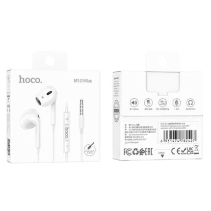 Hoco 3.5 Jack Earphones with Mic M101 Max – White