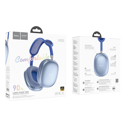 Hoco Comfortable Wireless Bluetooth Headphones W55 - Sky Blue Hoco Comfortable Wireless Bluetooth Headphones W55 - Sky Blue