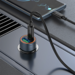 Hoco PD30W + QC3.0 Dual Output Car Charger Set with USB-C to USB-C Cable Z57A - Metal Gray