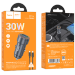 Hoco PD30W + QC3.0 Dual Output Car Charger Set with USB-C to USB-C Cable Z57A - Metal Gray