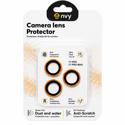 Metal Glass Lens Protection Compatible for iPhone 17 Pro / 17 Pro Max - Orange
