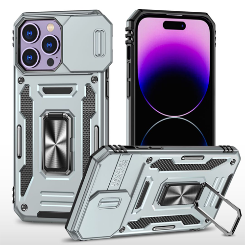 New Military Case with Ring Kickstand for Apple iPhone 16 Pro Max - Gray New Military Case with Ring Kickstand for Apple iPhone 16 Pro Max - Gray