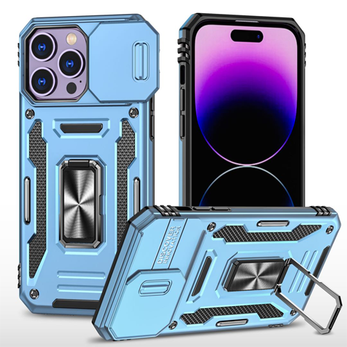 New Military Case with Ring Kickstand for Apple iPhone 16 Pro Max - Light Blue New Military Case with Ring Kickstand for Apple iPhone 16 Pro Max - Light Blue