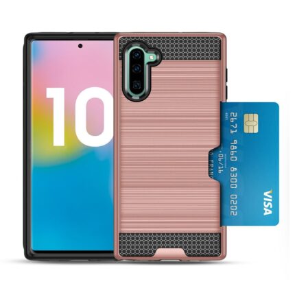 Hybrid Card Slot Anti Shock Case for Samsung Galaxy Note 10 Plus 5G- Rose Golden