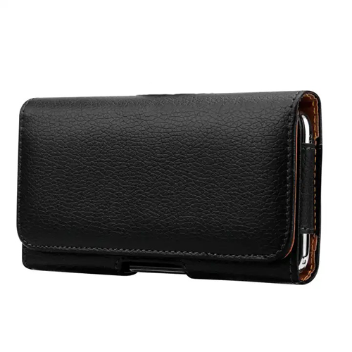 Universal Horizontal Leather Belt Pouch with Card Holder Slot for 6.0" - Black Universal Horizontal Leather Belt Pouch with Card Holder Slot for 6.0" - Black