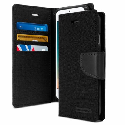 Goospery Canvas Diary Wallet Case for Apple iPhone 7/8 Plus - Black