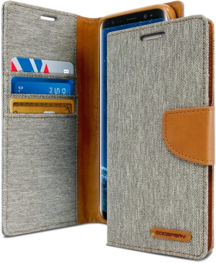 Goospery Canvas Diary Wallet Case for Samsung Galaxy S8 Plus - Grey