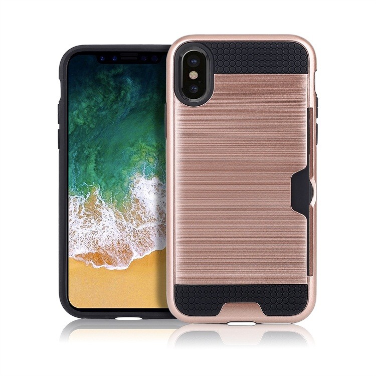 Hybrid Card Slot Anti Shock Case for Apple iPhone XS Max - Rose Golden Hybrid Card Slot Anti Shock Case for Apple iPhone XS Max - Rose Golden