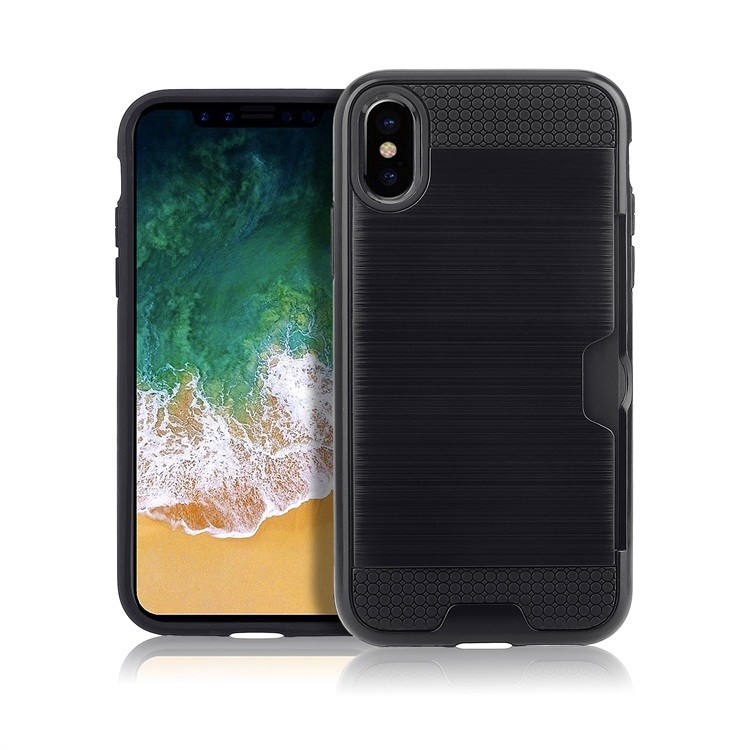 Hybrid Card Slot Anti Shock Case for Apple iPhone XS Max - Black Hybrid Card Slot Anti Shock Case for Apple iPhone XS Max - Black