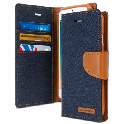 Goospery Canvas Diary Wallet Case for Apple iPhone 7/8 Plus - Navy Blue