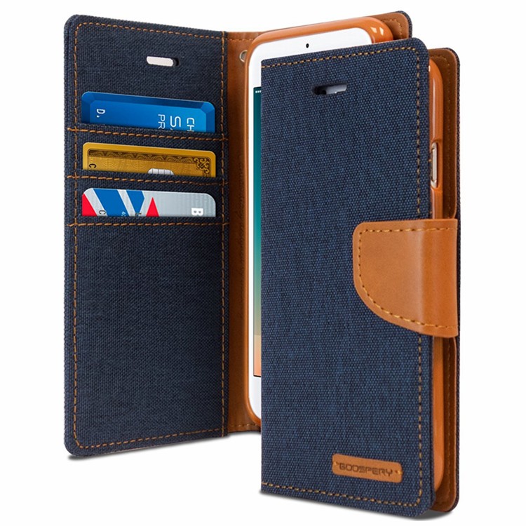 Goospery Canvas Diary Wallet Case for Apple iPhone 7/8 Plus - Navy Blue Goospery Canvas Diary Wallet Case for Apple iPhone 7/8 Plus - Navy Blue