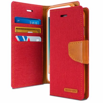 Goospery Canvas Diary Wallet Case for Apple iPhone 7/8 Plus - Red