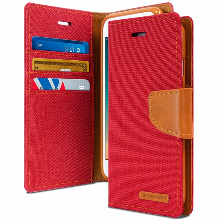 Goospery Canvas Diary Wallet Case for Apple iPhone 7/8 Plus - Red Goospery Canvas Diary Wallet Case for Apple iPhone 7/8 Plus - Red
